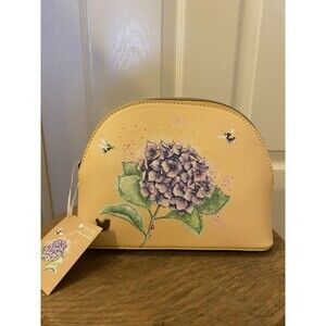 Wrendale Designs Hannah Dale Hydrangea  Zipper Makeup Bag Beige CMBM004 New